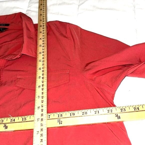 Eddie Bauer Womens XL Coral Button-Up Shirt With 3/4 Sleeves & Front Pockets - Picture 8 of 8